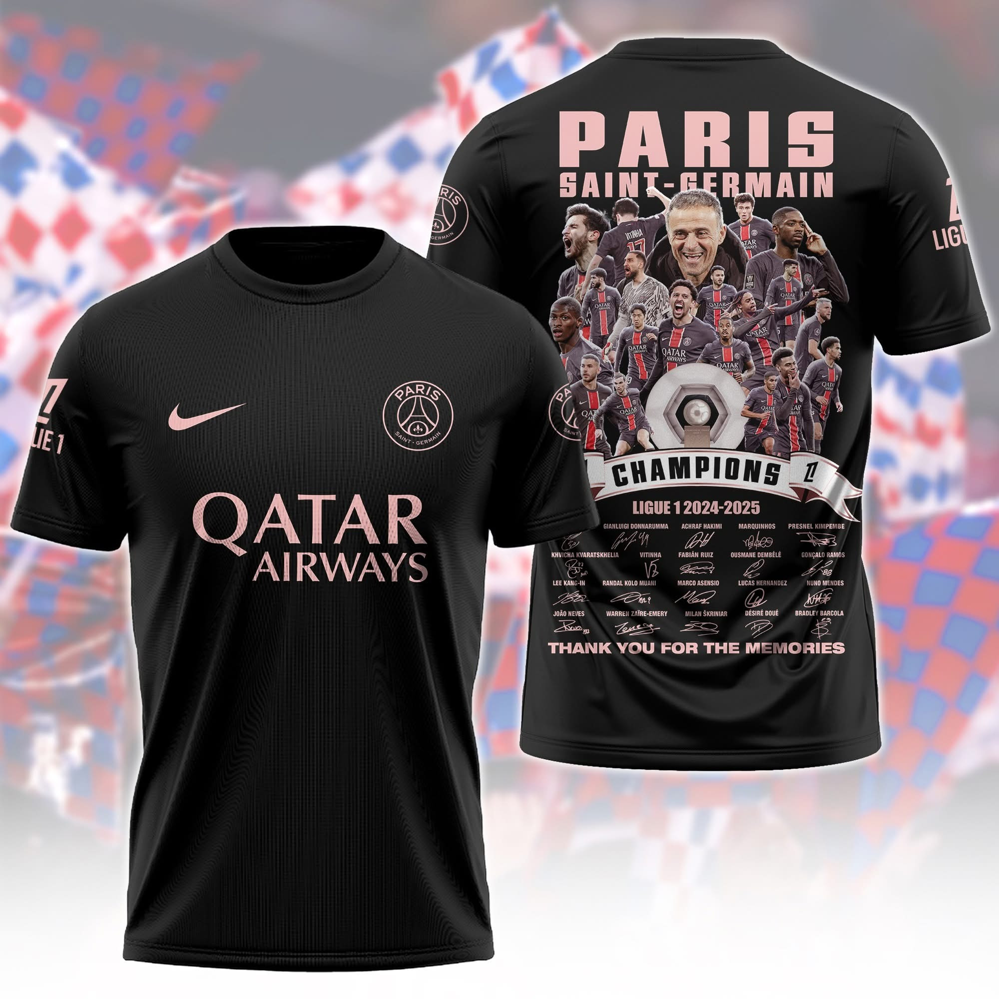 PSG Champions Ligue 1 2024 25 Shirt Thank You For Memories Paris Saint-Germain FC Gifts-1