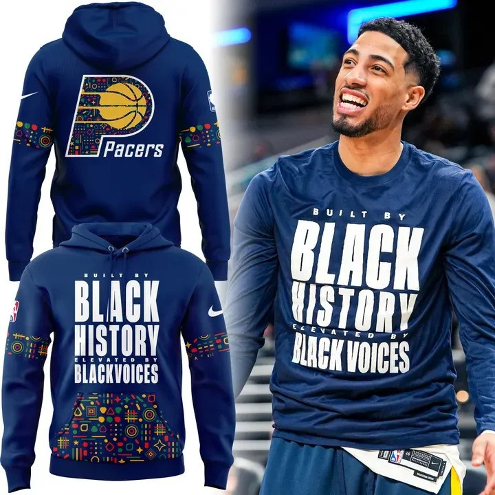 Pacers Built By Black History Elevated By Black Voices Hoodie Indiana Pacers Fan Merch Gifts-1