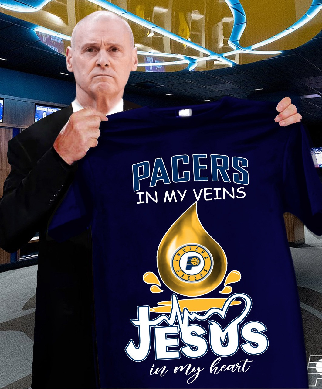 Pacers In My Veins Jesus In My Heart Shirt Faith Basketball Gifts For Indiana Pacers Fans-1