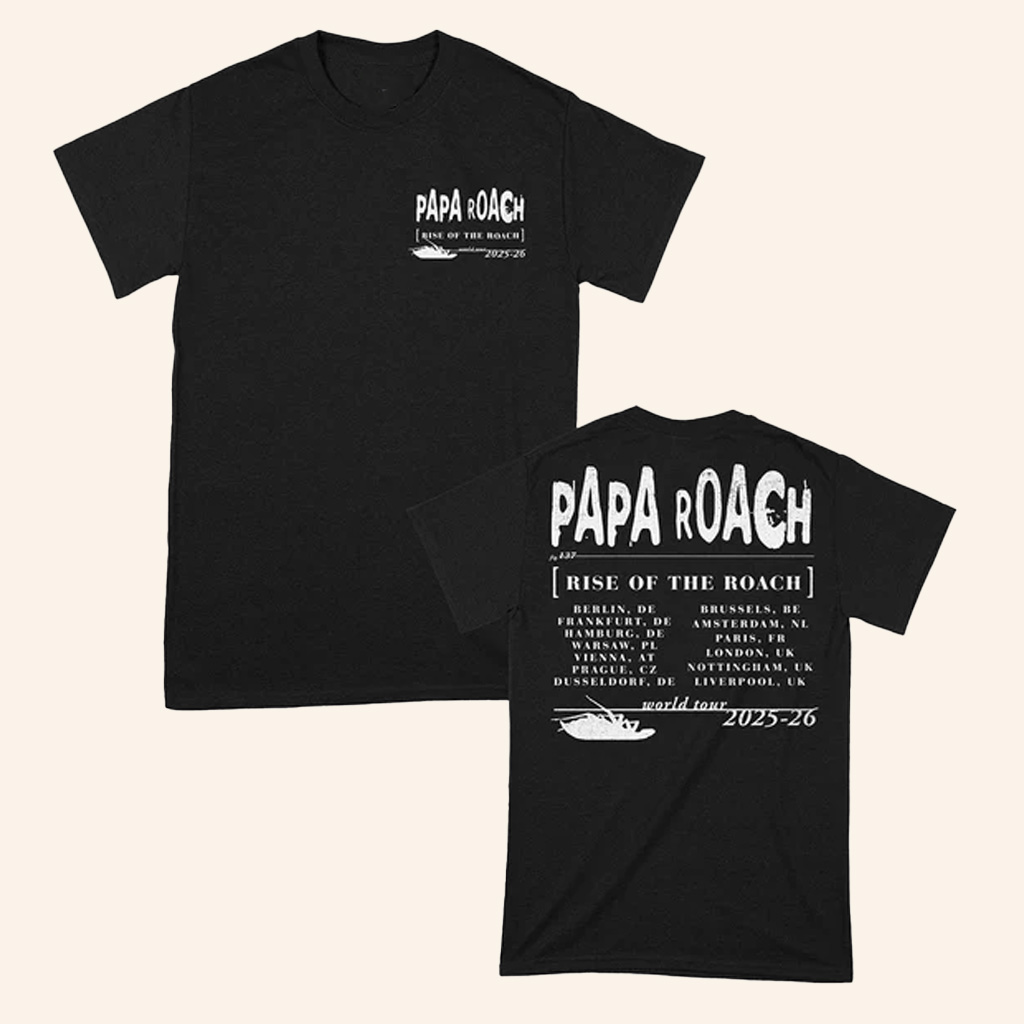 Papa Roach Merch Rise Of The Roach 2025 North American Tour T-Shirt Gifts For Fans-1