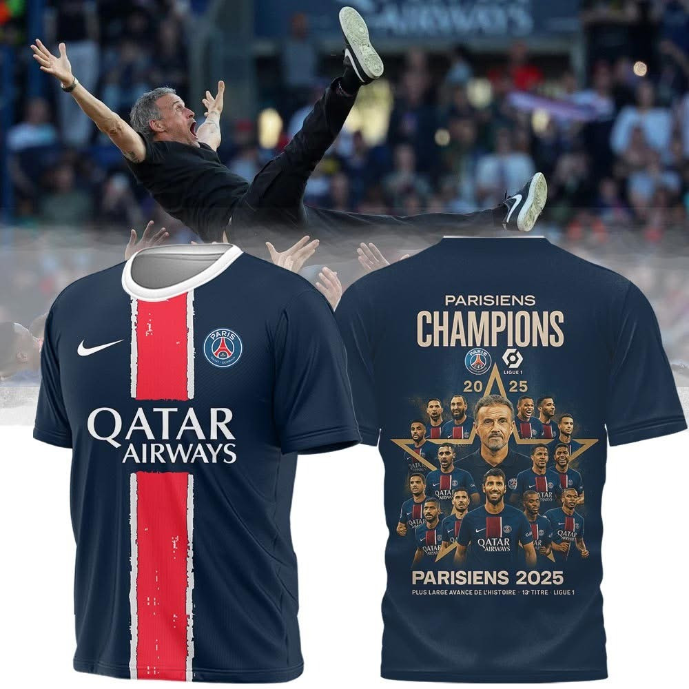 Paris Saint-Germain FC Champions De Ligue 1 2025 Shirt PSG Soccer Fan Merch Gifts For Him-1