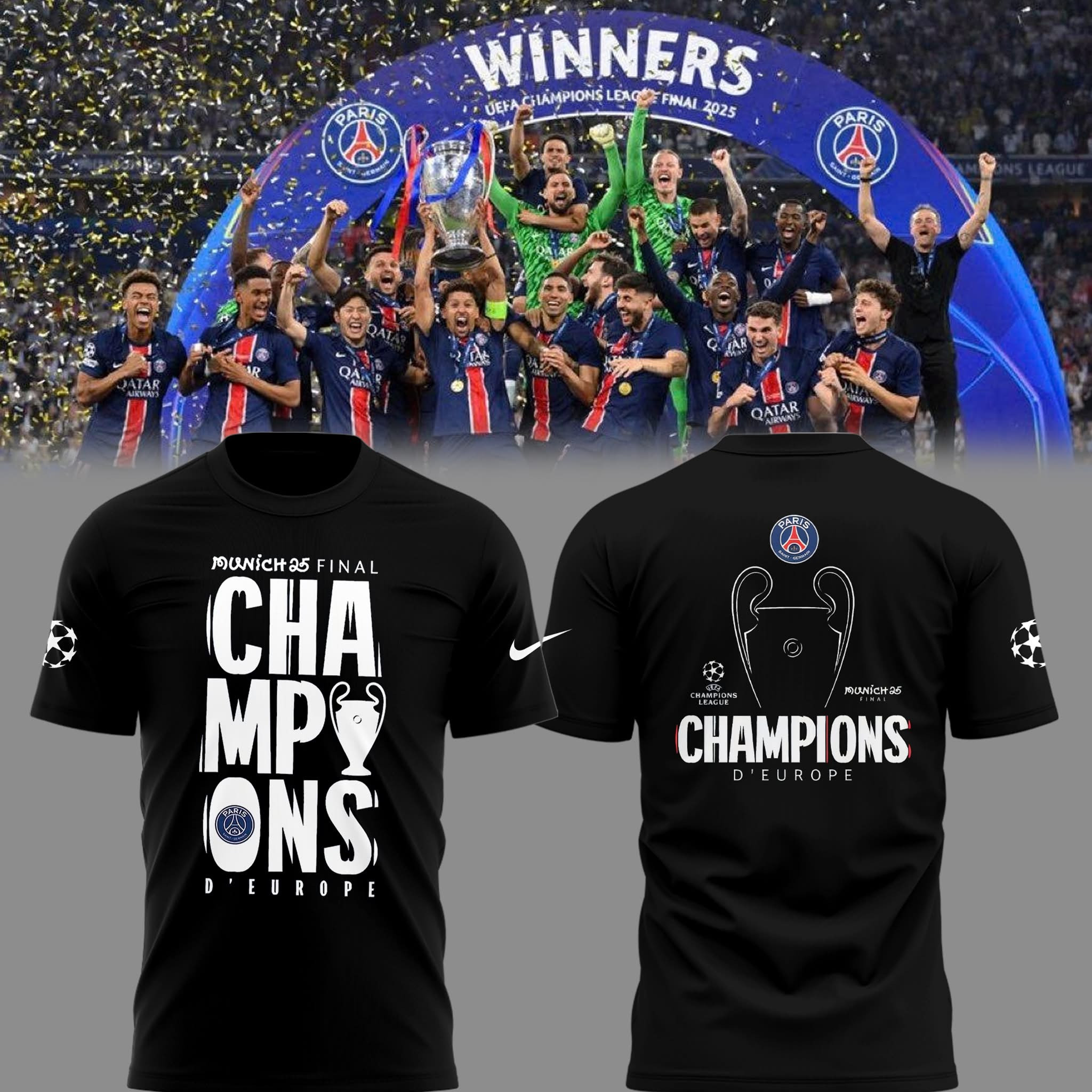 Paris Saint-Germain Munich Final 2025 UEFA Champions League Shirt D' Europe PSG Merch-1