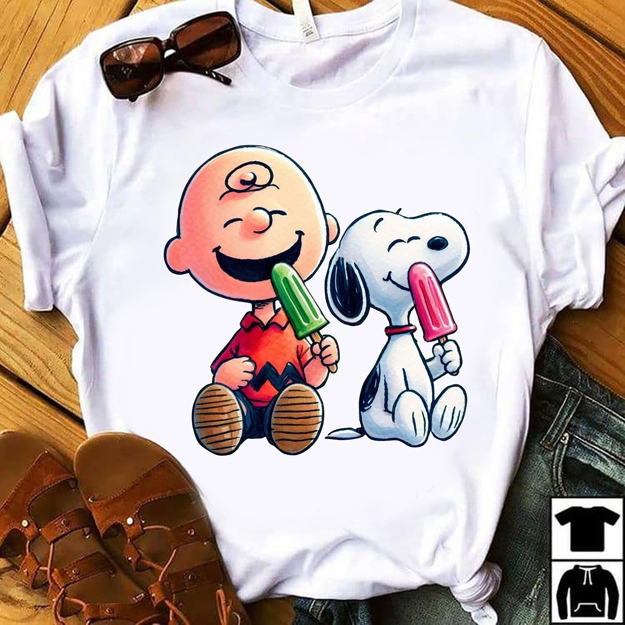 Peanuts Charlie Brown Snoopy Eating Cream T-Shirt Cute Gifts For Snoopy Lovers For Her-1