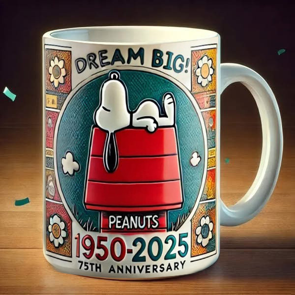 Peanuts Snoopy Dream Big 1950 2025 75Th Anniversary Mug Cute Snoopy Gifts Merchandise-1