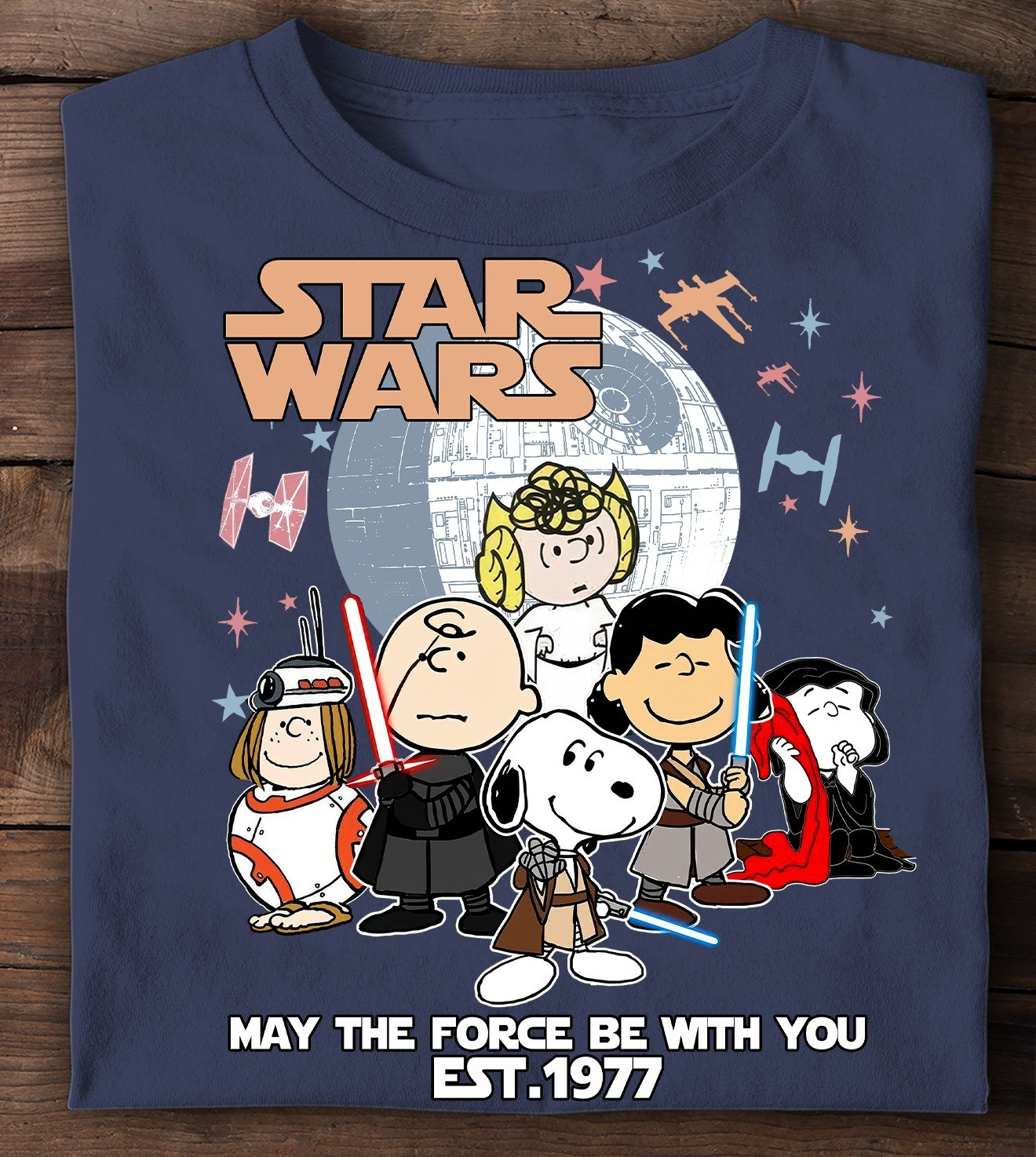 Peanuts Snoopy Star Wars May The Force Be With You Est 1977 T-Shirt Gifts For Star Wars Fans-1
