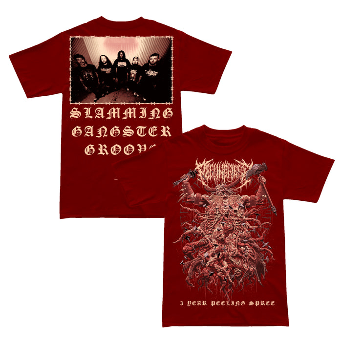Peeling Flesh Merch 3 Year Peeling Spree T-Shirt Red Peeling Flesh Band Merch Fan Clothing-1