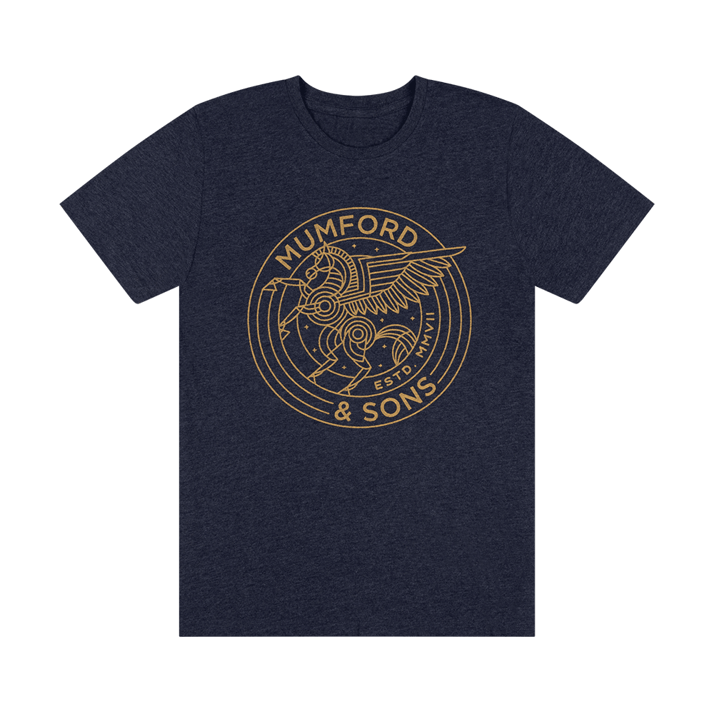Pegasus Print Shirt Mumford And Sons Merch Music Lovers Gift Idea Navy Band Tee Gifts For Fans-1