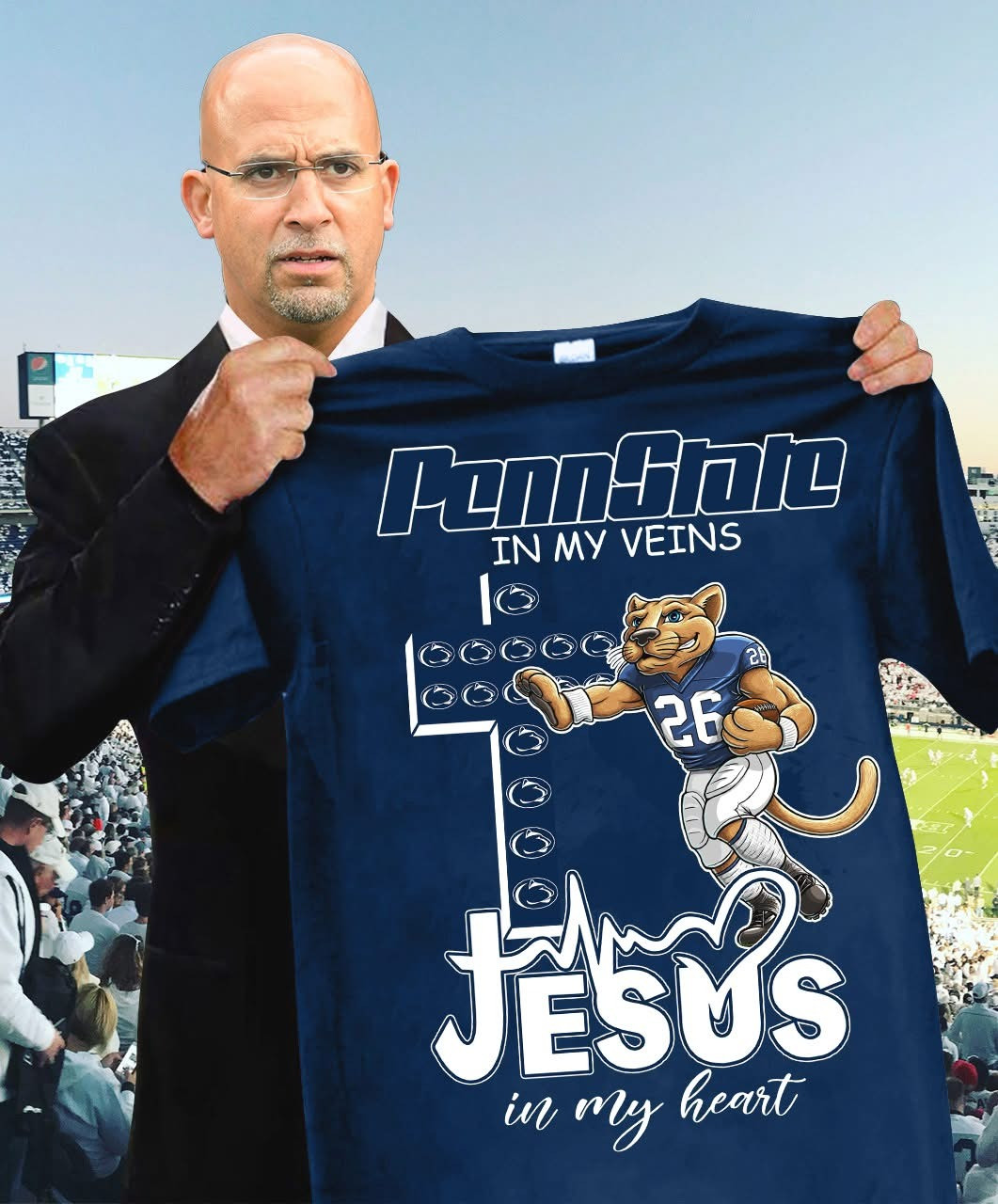 Penn State In My Veins Jesus In My Heart Faith T-Shirt Fan Gifts For Him-1