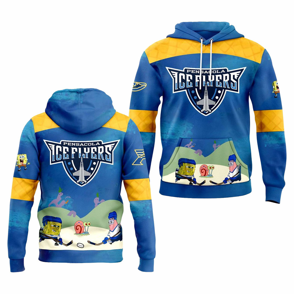 Pensacola Ice Flyers x Spongebob Squarepants Special Hoodie Flyers Merch Presents For Son-1