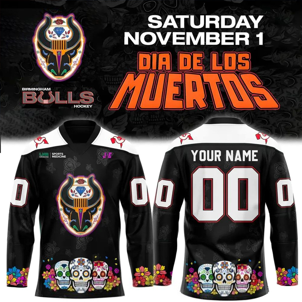 Personalized Birmingham Bulls Dia de los Muertos Special Jersey 2025 Birmingham Bulls Merch-1