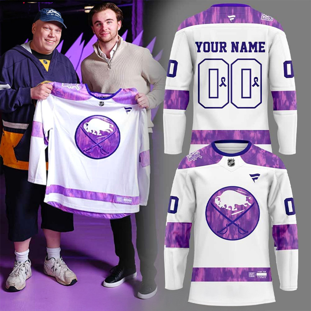 Personalized Buffalo Sabres Hockey Fights Cancer Hockey Jersey Sabres Merch Husband Gifts-1