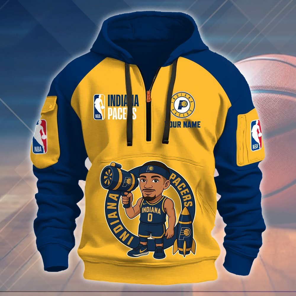 Personalized Custom Indiana Pacers Quarter Zip Hoodie NBA Pacers Fan Merch Gifts For Him-1 Personalized Custom Indiana Pacers Quarter Zip Hoodie NBA Pacers Fan Merch Gifts For Him-1
