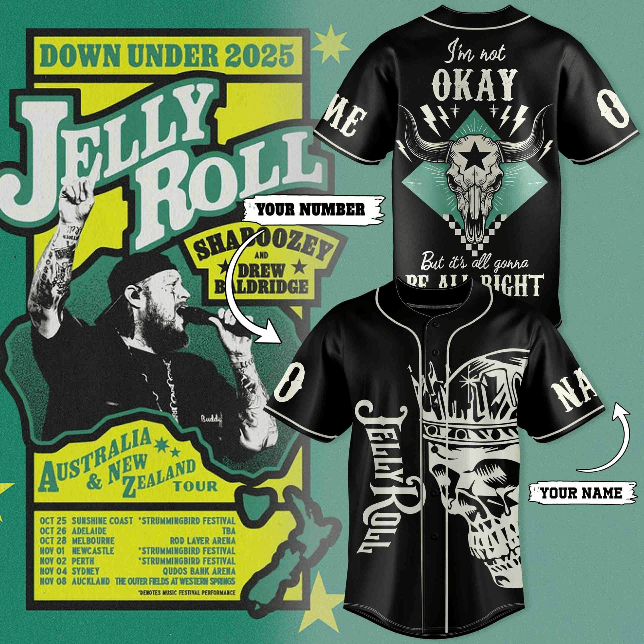 Personalized Jelly Roll The Down Under 2025 Jersey I'm Not Okay Jersey Jelly Roll Tour Merch-1 Personalized Jelly Roll The Down Under 2025 Jersey I'm Not Okay Jersey Jelly Roll Tour Merch-1