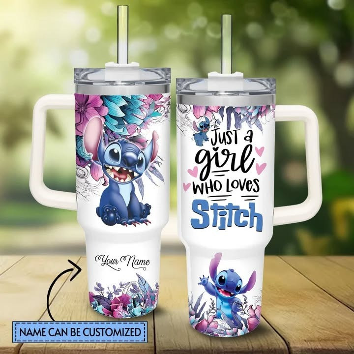 Personalized Just A Girl Who Loves Stitch Tumbler Merchandise Cute Stitch Gifts For Her-1