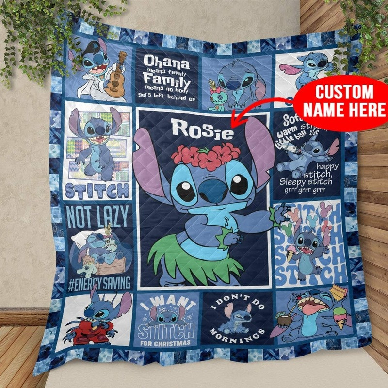 Personalized Lilo And Stitch Quilt Blanket Merchandise Unique Cute Gifts For Her-1