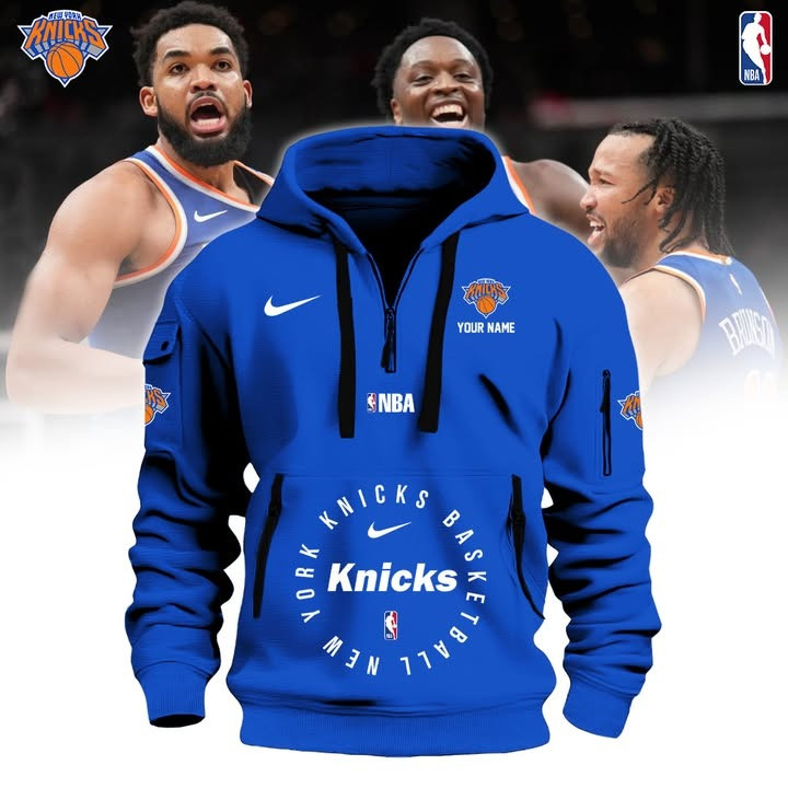 Personalized New York Knicks Quarter Zip Hoodie Blue Basketball Lovers NY Knicks Fan Merch-1 Personalized New York Knicks Quarter Zip Hoodie Blue Basketball Lovers NY Knicks Fan Merch-1