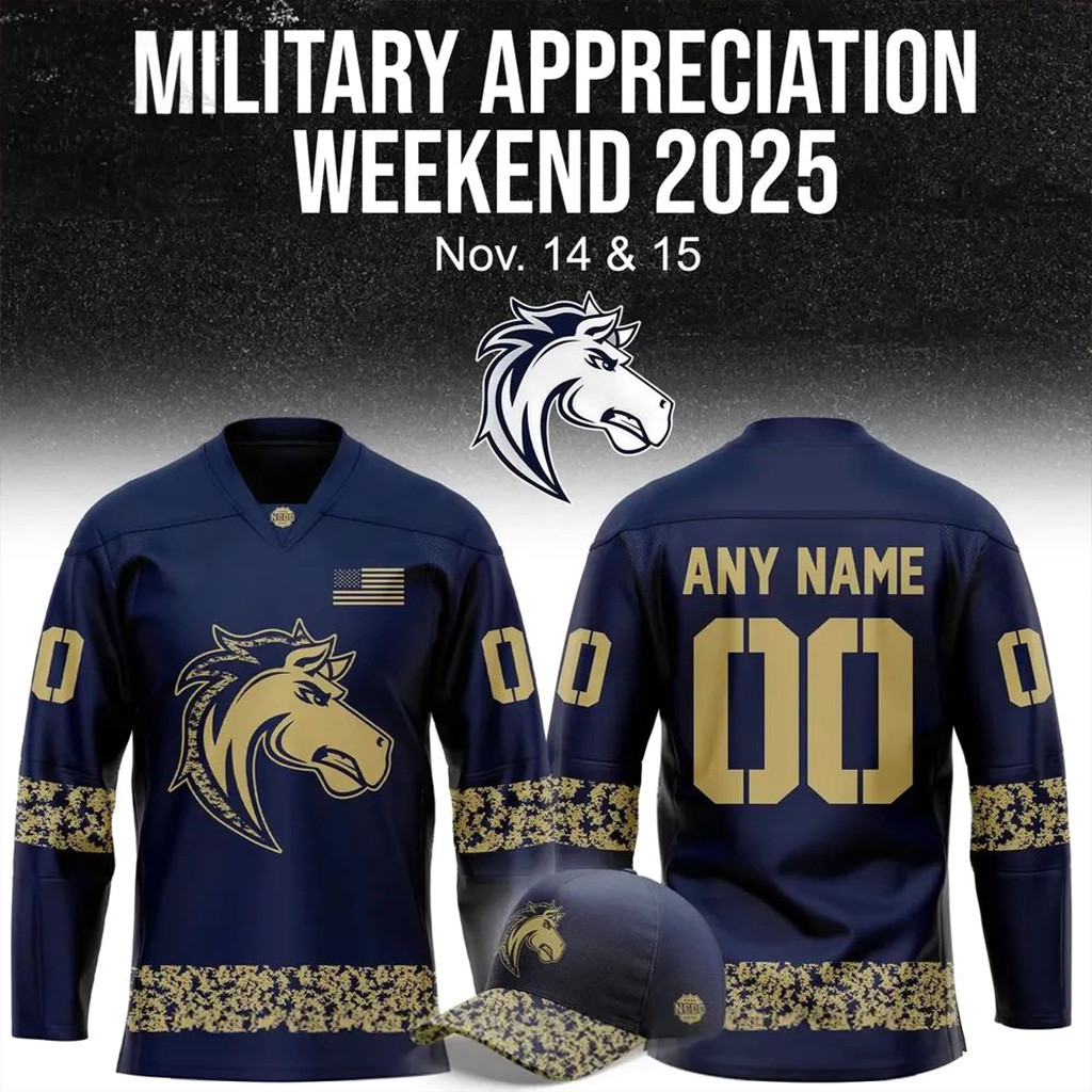 Personalized Ogden Mustangs Military Night Hockey Jersey 2025 Mustangs Merch Husband Gifts-1