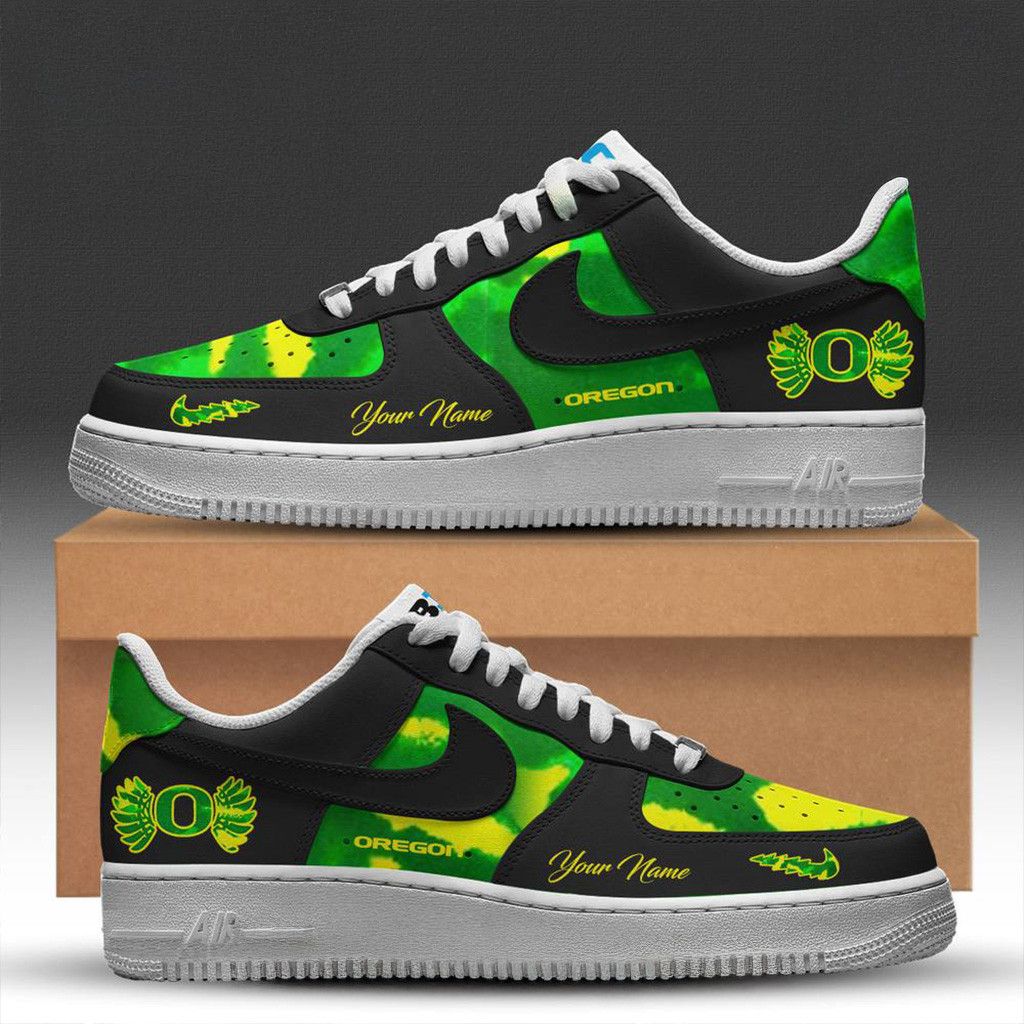 Personalized Oregon Ducks x Grateful Dead Special Collab Air Force 1 Sneakers Ducks Merch-1