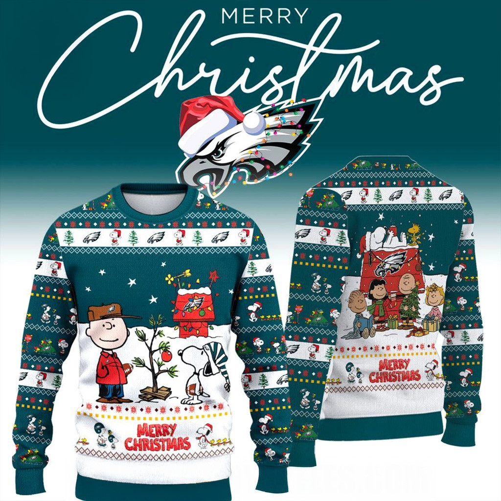 Philadelphia Eagles 2025 Snoopy Christmas Ugly Sweater Eagles Merch Christmas Gifts For Son-1