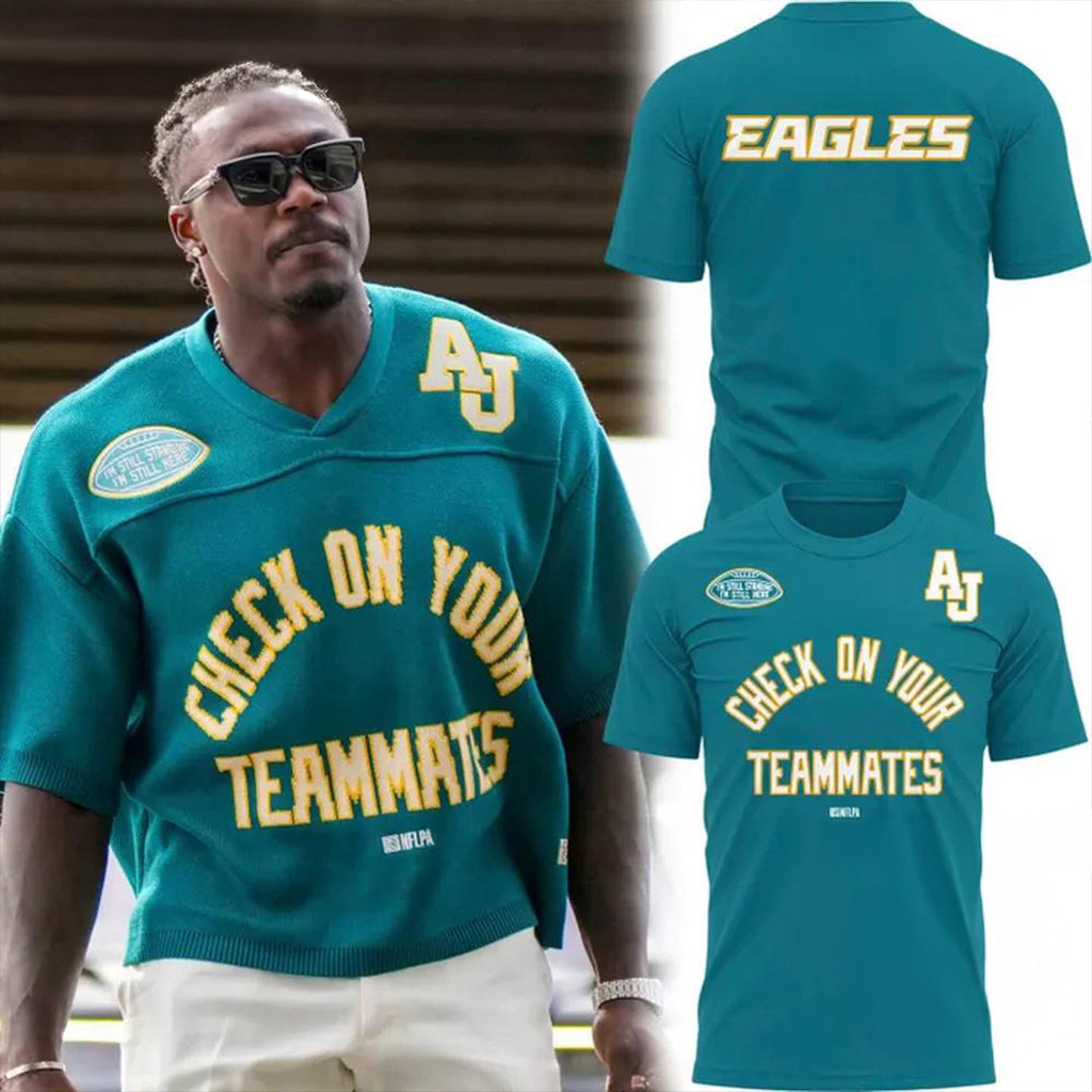Philadelphia Eagles Check On Your Teammates T-Shirt Philadelphia Eagles Merch Fan Gifts-1