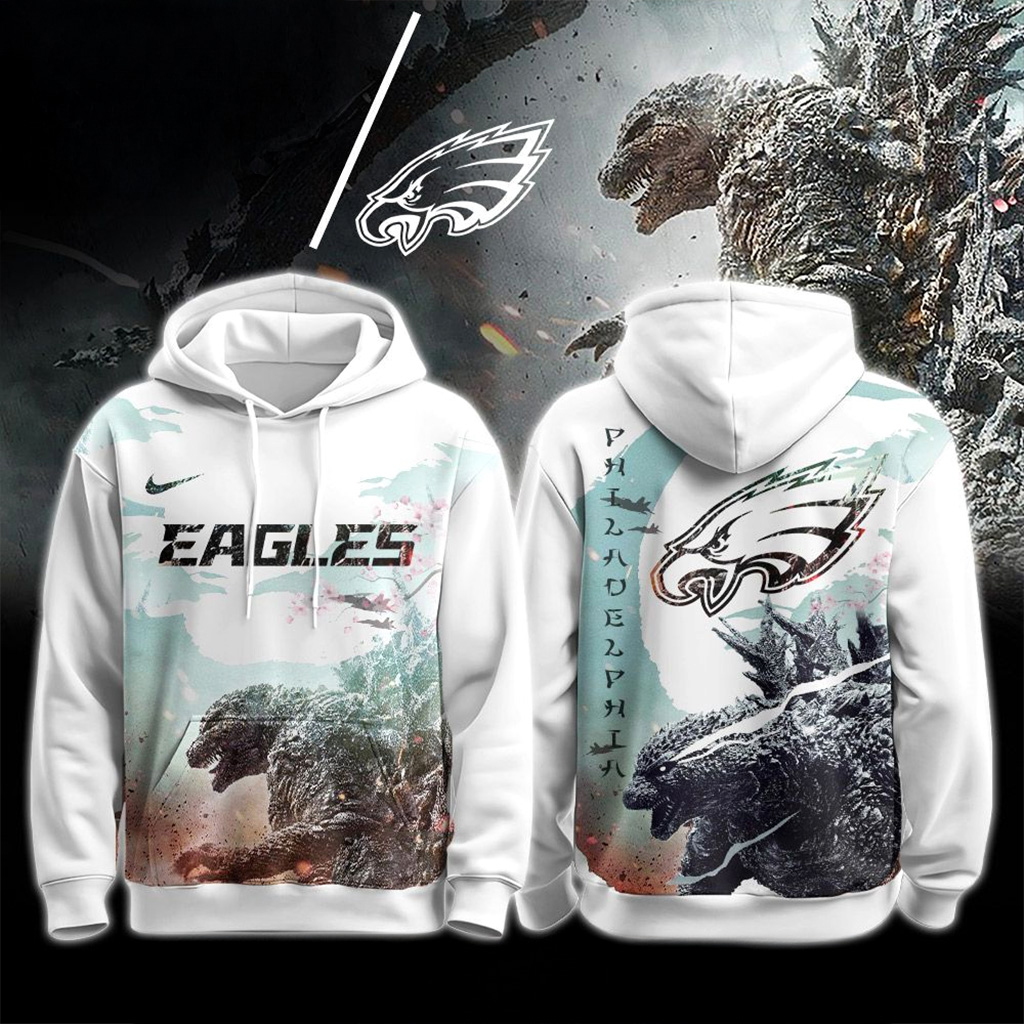 Philadelphia Eagles Godzilla Hoodie Eagles Merch Christmas Present Ideas For Him-1