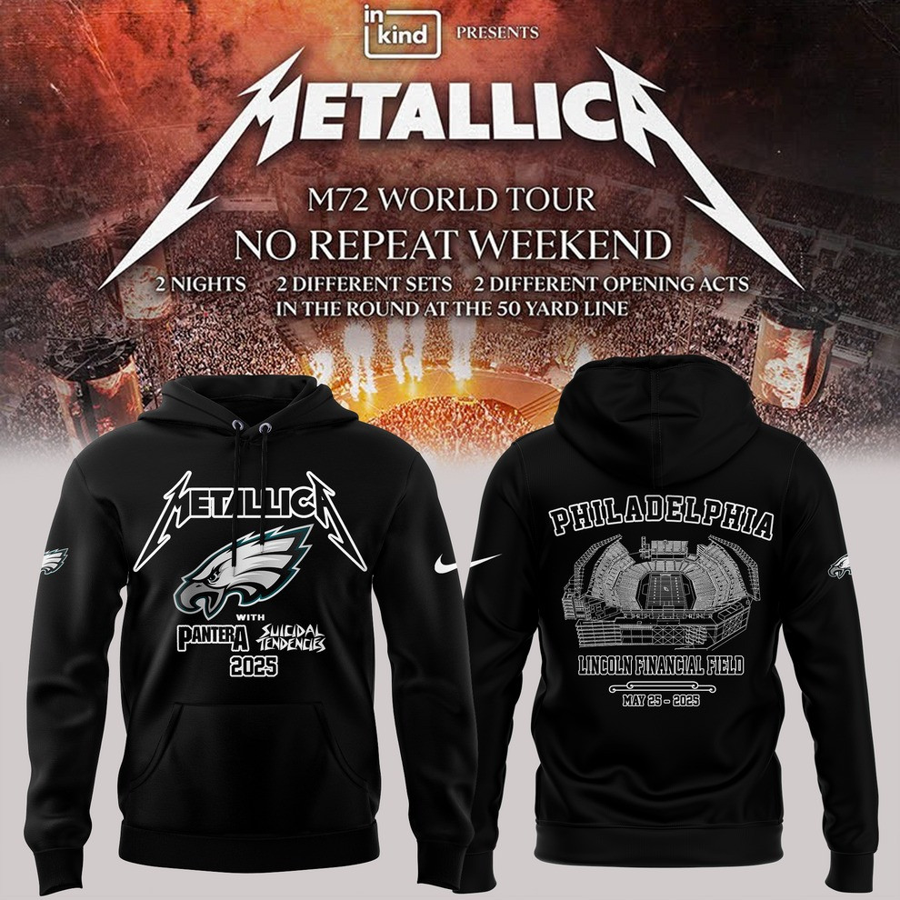 Philadelphia Eagles Metallica M72 World Tour 2025 Hoodie Black Pantera Suicidal Tendencies-1