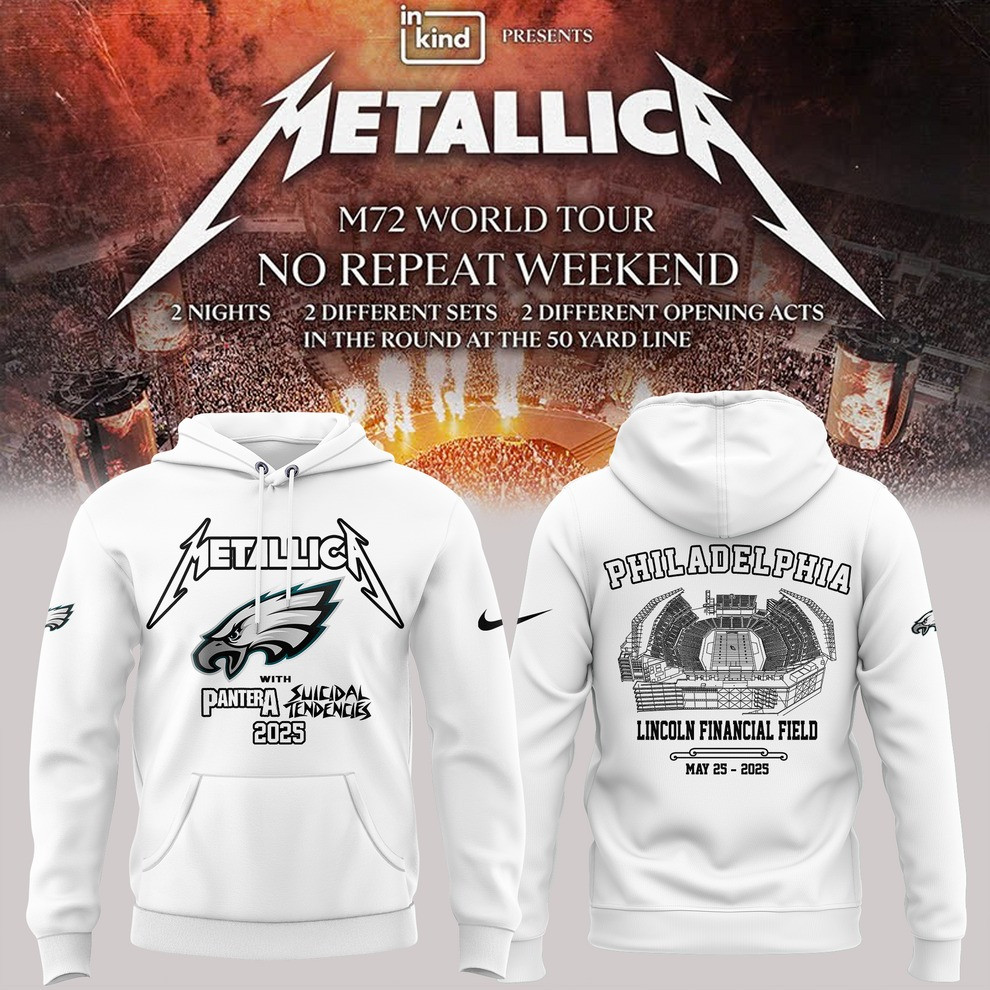 Philadelphia Eagles Metallica M72 World Tour 2025 Merch Hoodie Pantera Suicidal Tendencies-1