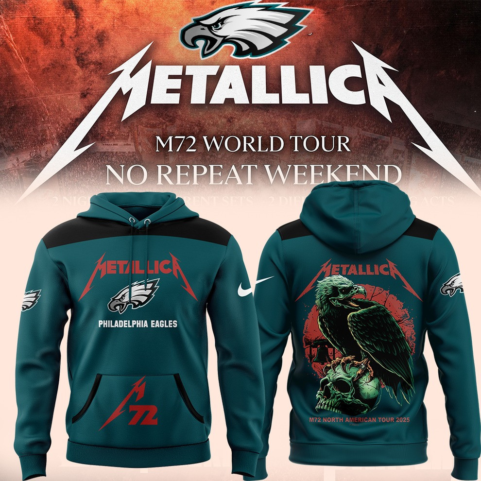 Philadelphia Eagles Metallica M72 World Tour 2025 Merch Hoodie Skull Raven Fan Clothing-1 Philadelphia Eagles Metallica M72 World Tour 2025 Merch Hoodie Skull Raven Fan Clothing-1