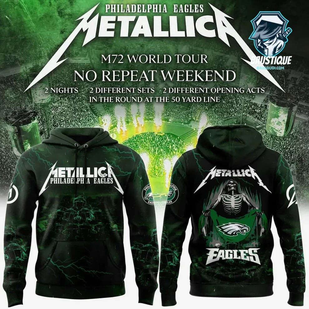 Philadelphia Eagles Metallica M72 World Tour 2025 Merch Hoodie Unique Eagles Fan Gifts-1