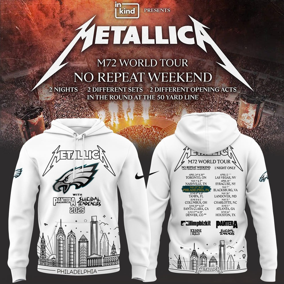 Philadelphia Eagles Metallica M72 World Tour 2025 Merch Hoodie Unique Fan Apparel Gifts-1