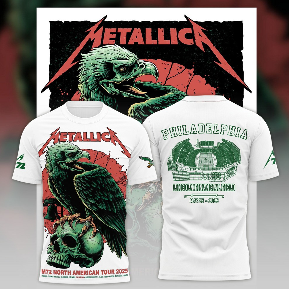 Philadelphia Eagles Metallica M72 World Tour 2025 Merch T-Shirt Great Gifts For Fans-1