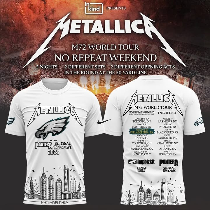 Philadelphia Eagles Metallica M72 World Tour 2025 Merch T-Shirt Lincoln Financial Field-1