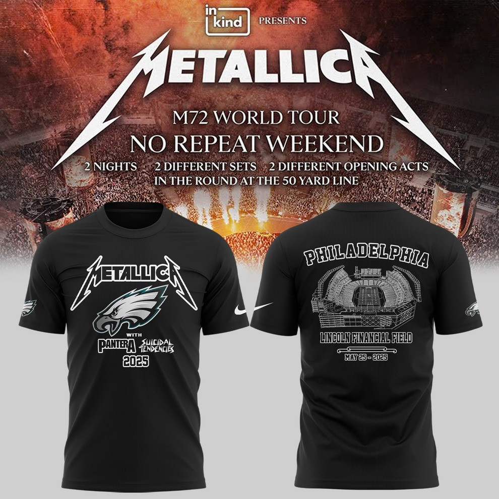 Philadelphia Eagles Metallica M72 World Tour 2025 T-Shirt Black Pantera Suicidal Tendencies-1