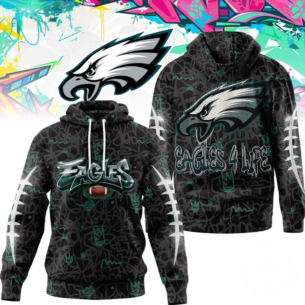 Philadelphia Eagles NFL Special Graffiti My Team 4 Life Hoodie Eagles Merch Football Fan Gifts-1 Philadelphia Eagles NFL Special Graffiti My Team 4 Life Hoodie Eagles Merch Football Fan Gifts-1