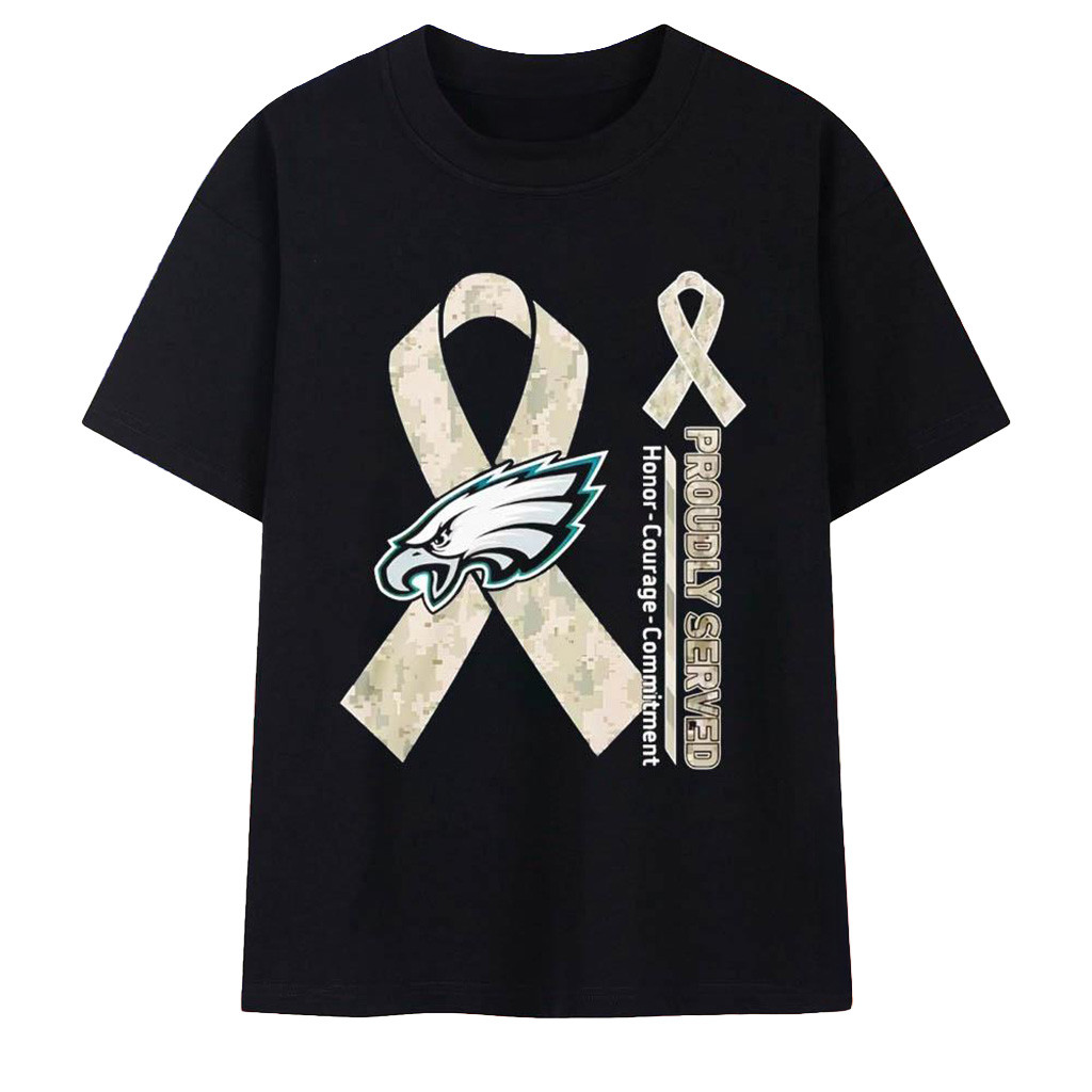 Philadelphia Eagles Proudly Served Honor Courage Commitment T-Shirt Eagles Merch Gifts For Fan-1