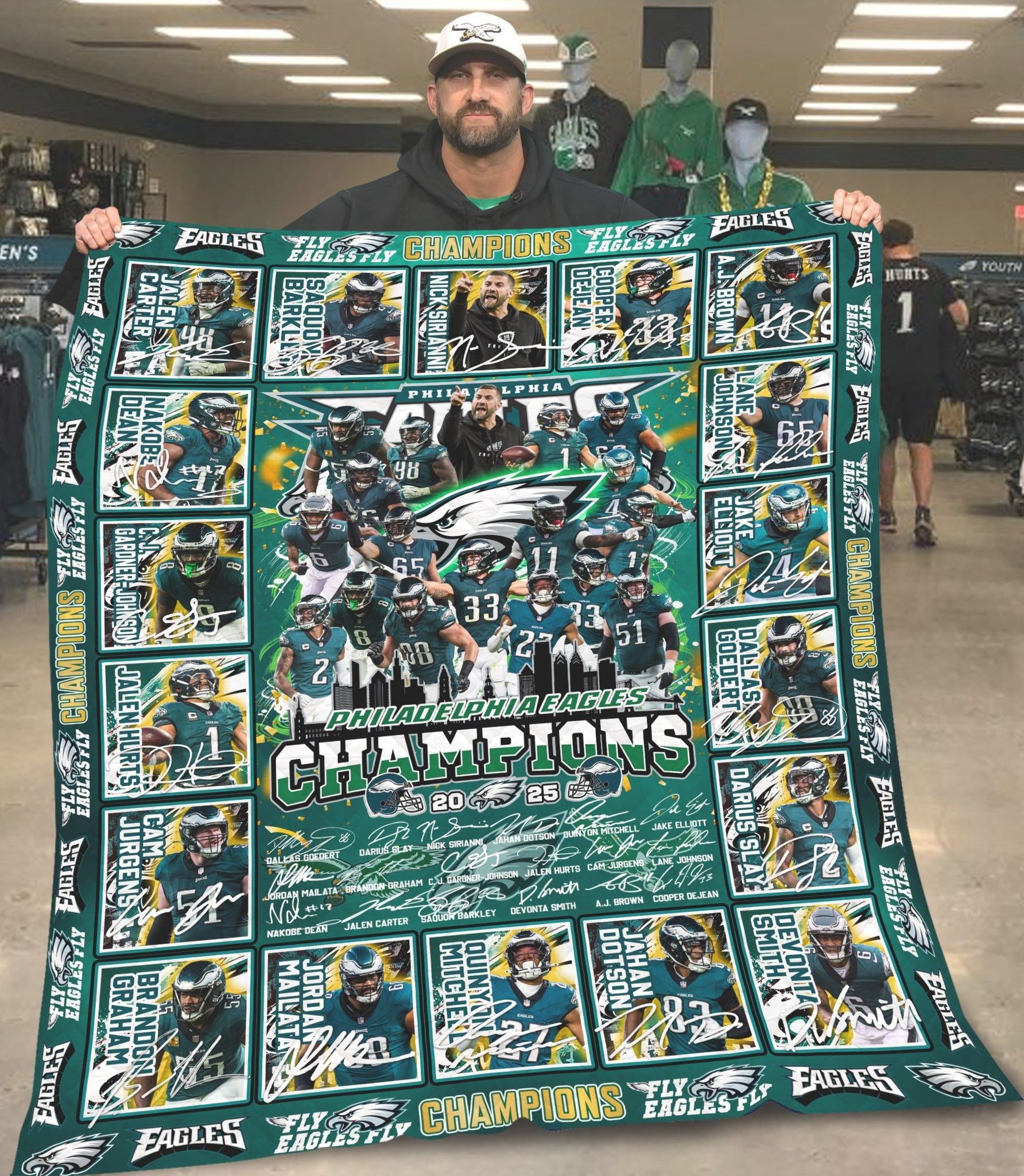 Philadelphia Eagles Super Bowl Championship Fleece Blanket Eagles Football Fan Merch Gifts-1
