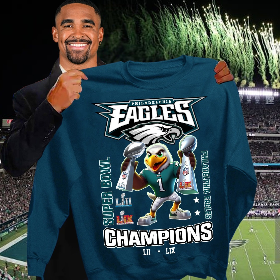 Philadelphia Eagles Super Bowl Championship Sweatshirt Apparel Gifts For Eagles Fans-1