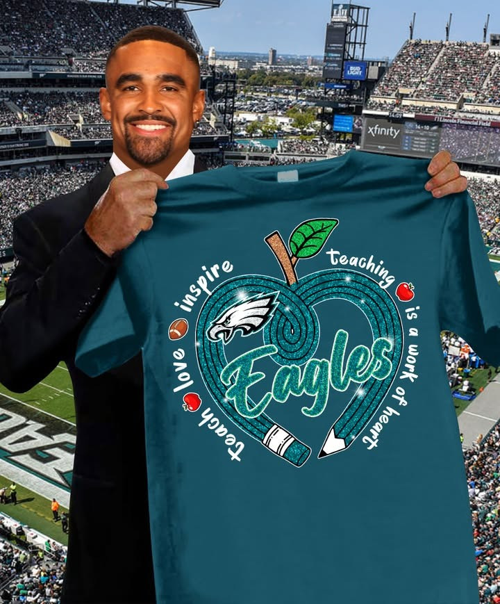 Philadelphia Eagles Teach Love Inspire T-Shirt Honor Teacher's Day Football Lovers Fan Gifts-1