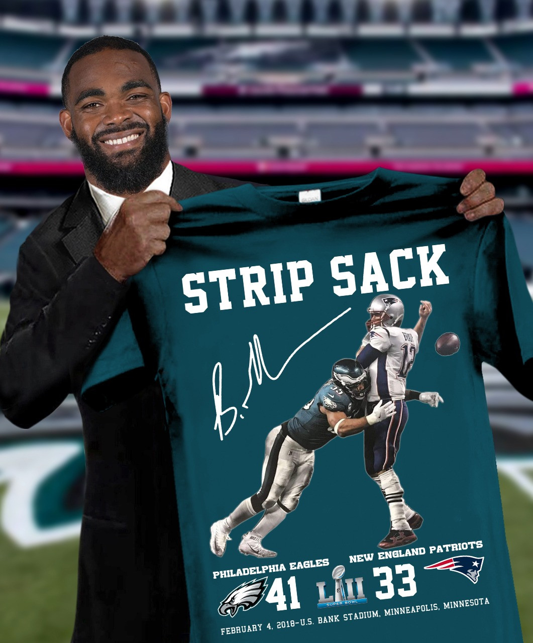 Philadelphia Eagles VS New England Patriots Strip Back T-Shirt Gifts For Football Fans-1