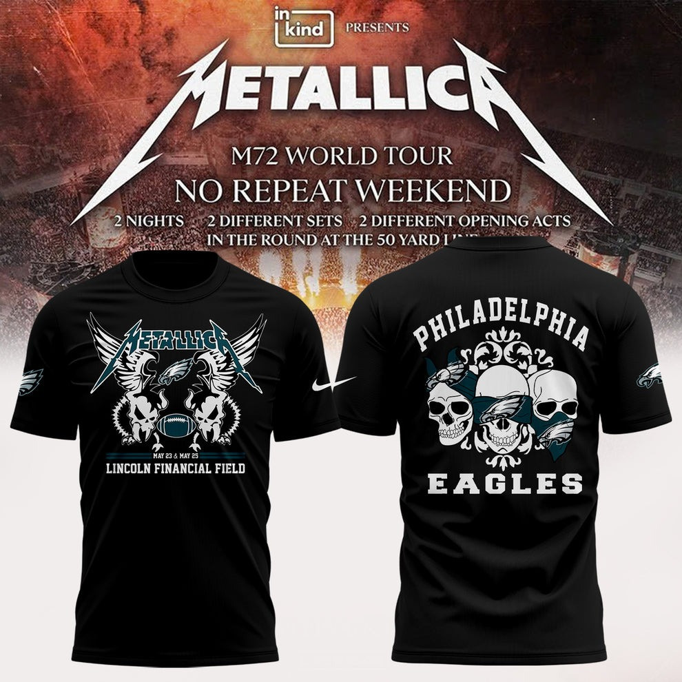 Philadelphia Eagles X Metallica M72 World Tour 2025 T-Shirt Lincoln financial Field-1