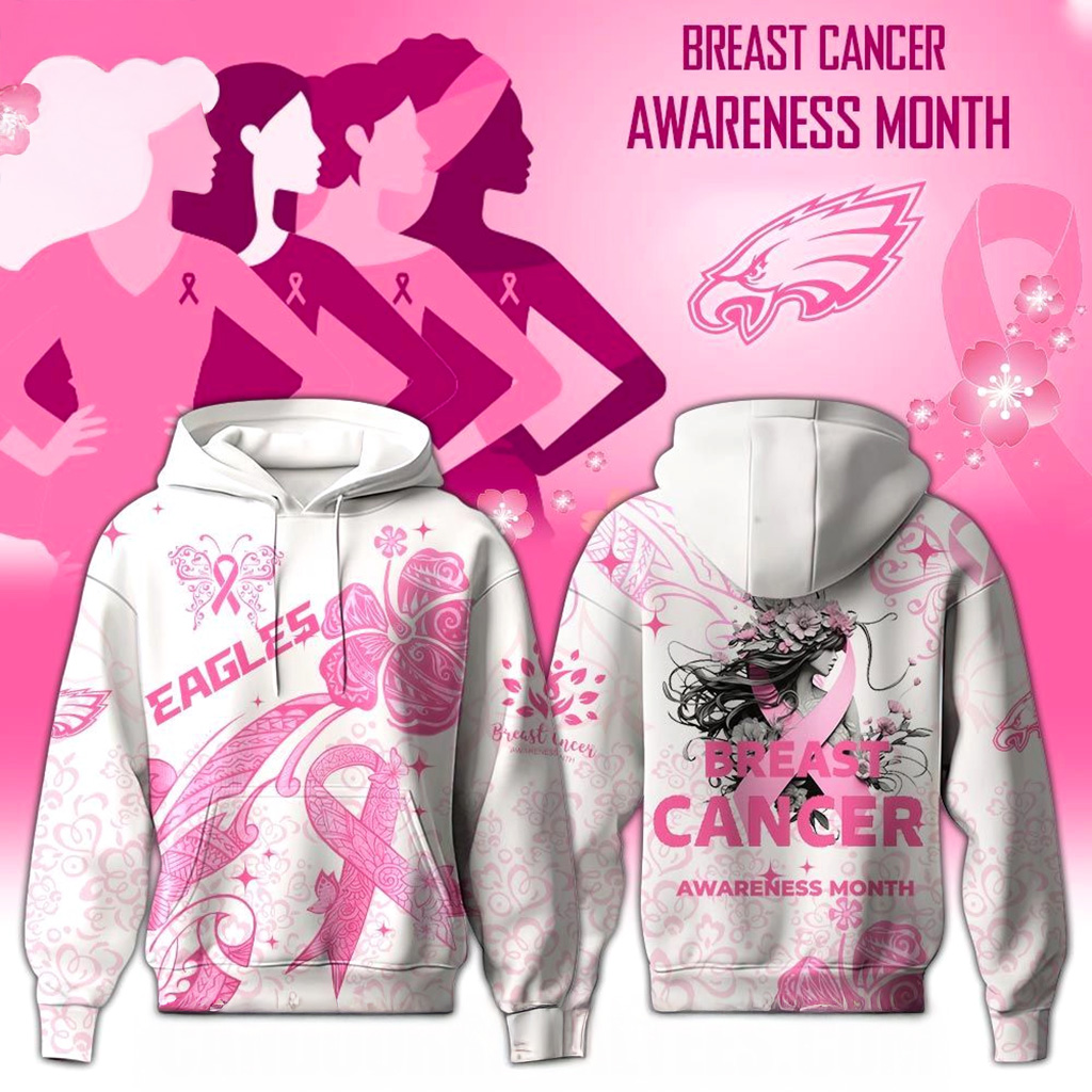 Philadelphia Eagles x Breast Cancer Awareness Month 2025 Hoodie Eagles Merch Gifts For Wife-1
