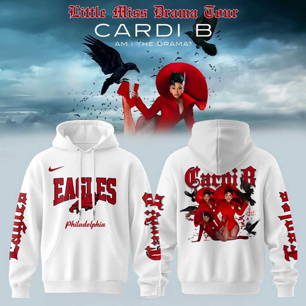 Philadelphia Eagles x Cardi B Little Miss Drama Tour 2026 Hoodie Eagles Merch Gifts For Her-1