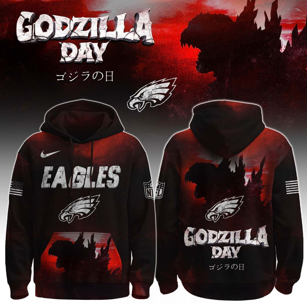Philadelphia Eagles x Happy Godzilla Day Hoodie Eagles Merch Christmas Gifts For Brother-1