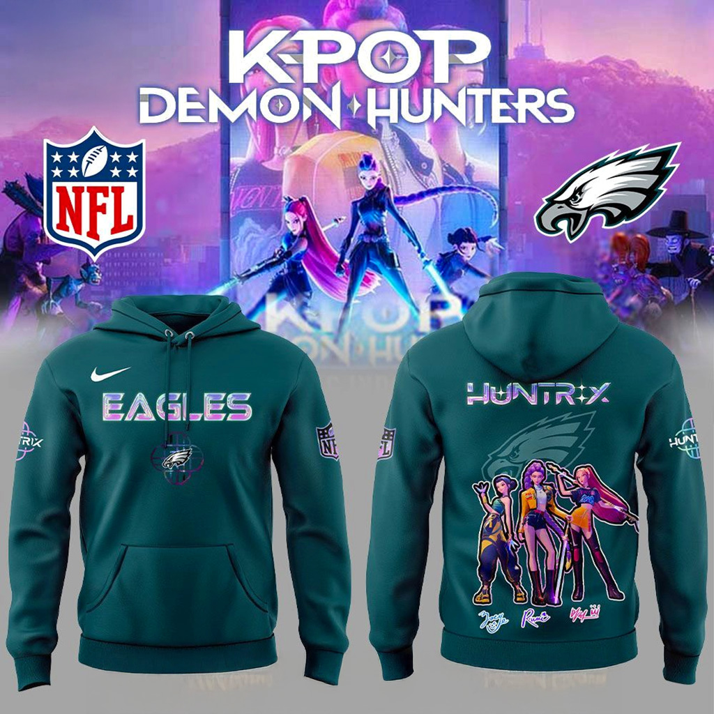 Philadelphia Eagles x KPop Demon Hunters Hoodie Philadelphia Eagles Merch Gift For Wife-1
