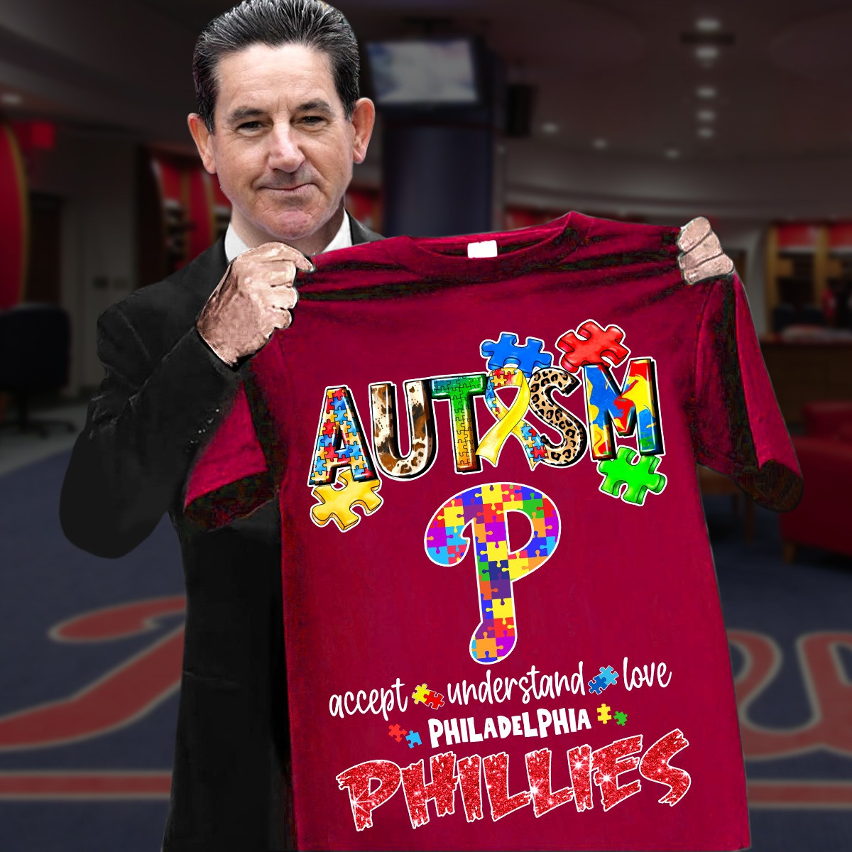 Philadelphia Phillies Autism Awareness T-Shirt Accept Understand Best Fan Merch Gifts-1