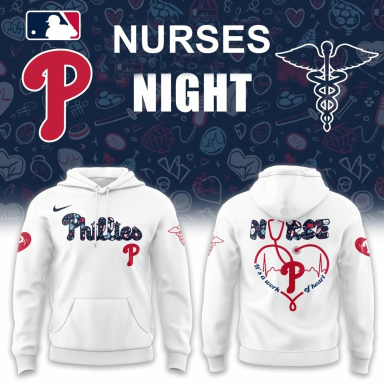Philadelphia Phillies Nurses Night Hoodie It's A Work Of Heart Nurse Baseball Fan Gifts-1