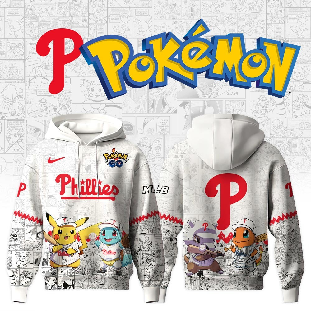 Philadelphia Phillies X Pokemon Go Hoodie MLB Merch Gifts For Baseball Fans For Him Her-1