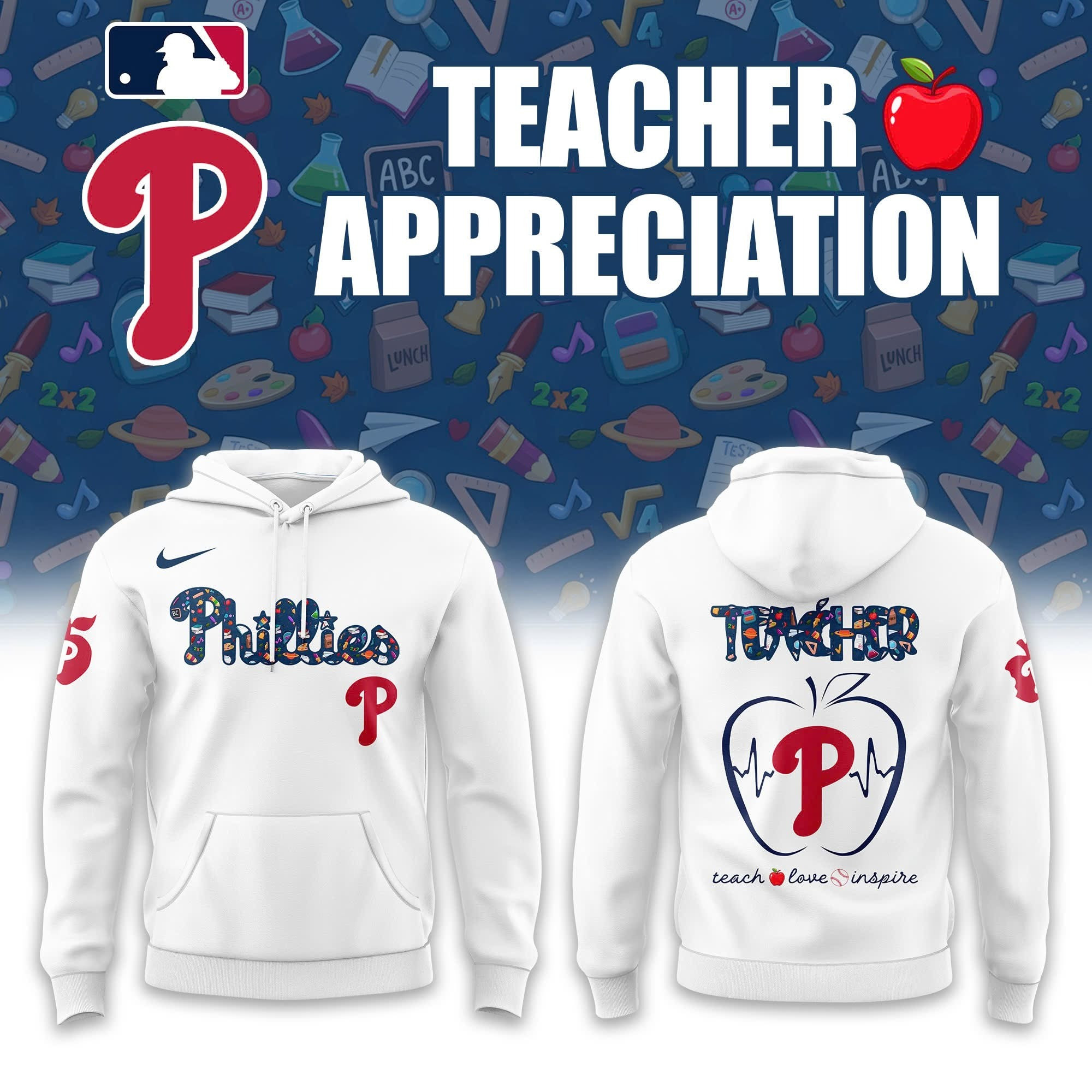 Philadelphia Phillies X TEACHER APPRECIATION Night Hoodie Best Gifts For Phillies Fans-1