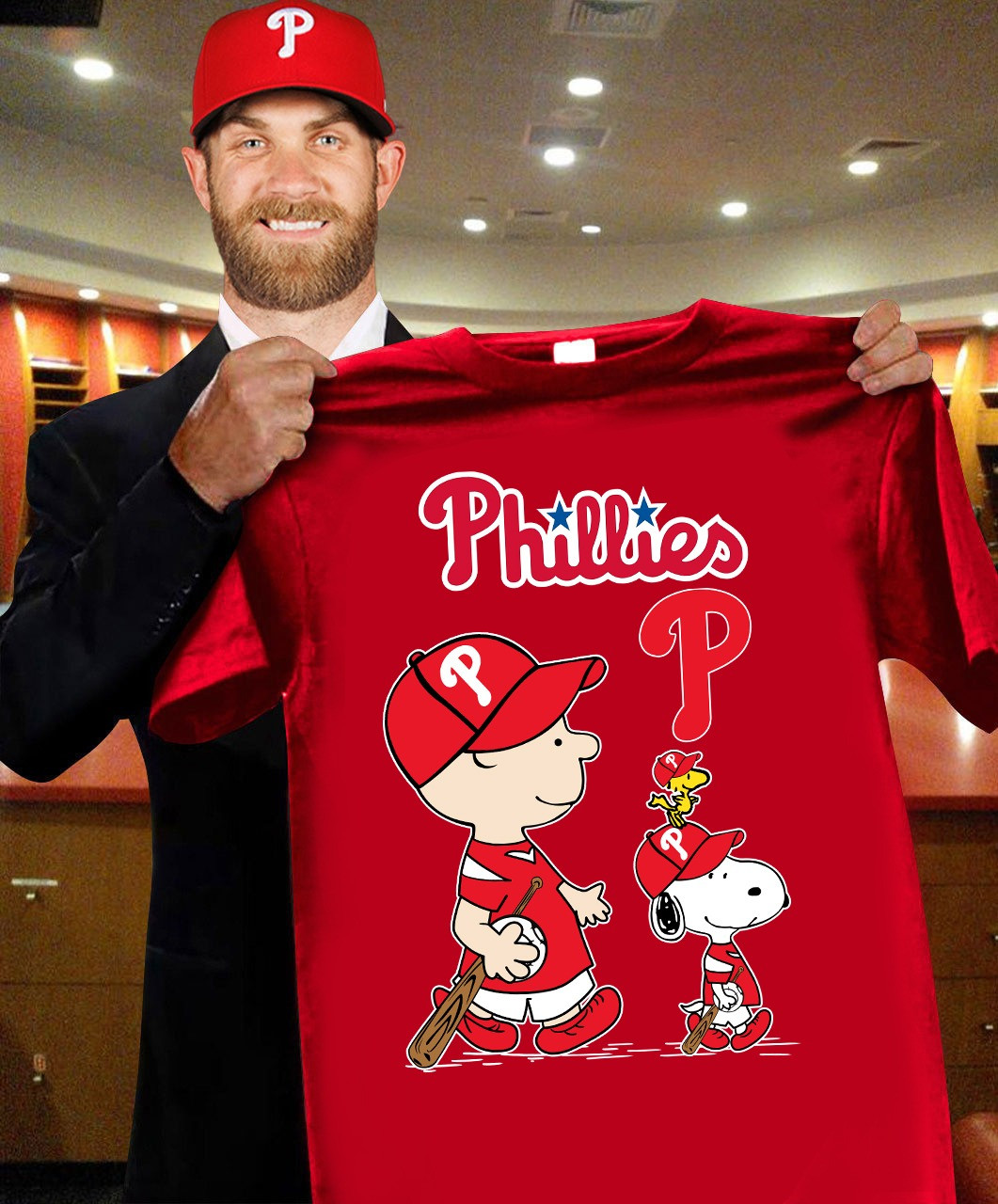 Phillies Snoopy Peanuts T-Shirt Cute Baseball Lovers Gifts For Phillies Fans For Him-1