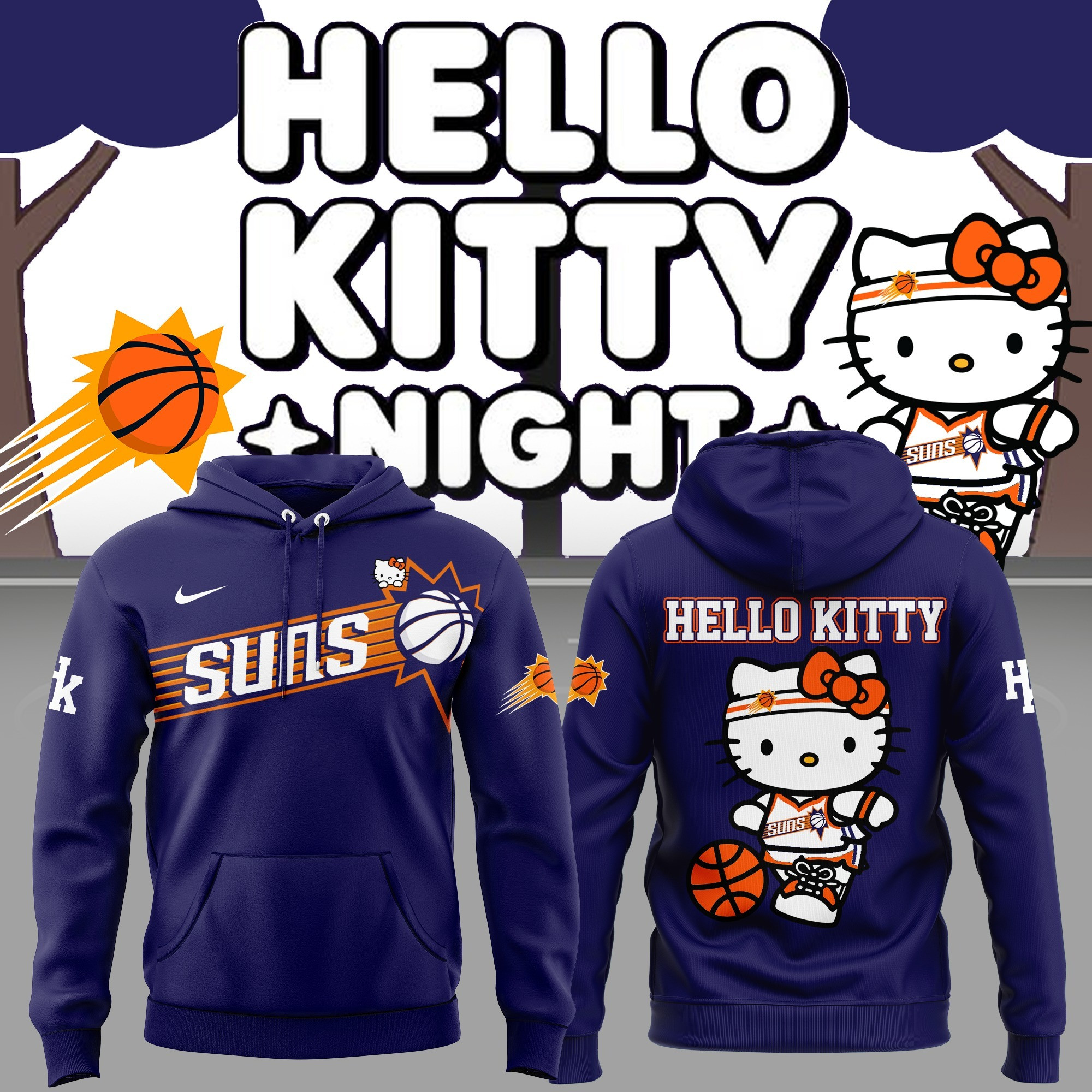 Phoenix Suns x Hello Kitty Hoodie 2025 Cute Baseball Lovers Gifts For Phoenix Sun Fans-1